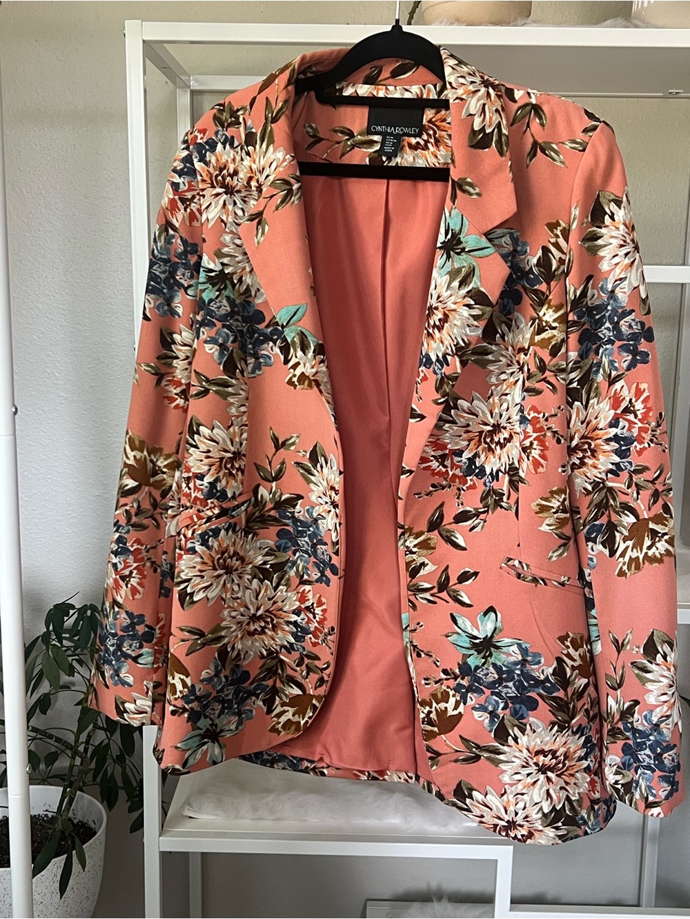 Orange Floral Blazer Jacket by Cynthia Rowley - Picture 4 of 7